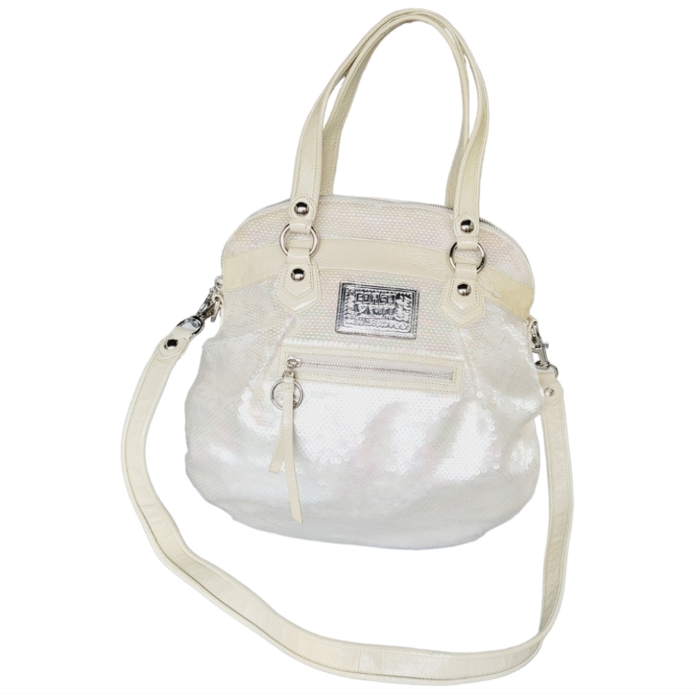 Coach Poppy Spotlight Sequins Bag Opal Pearl White Purse Ltd Edition vintage. - Picture 8 of 13